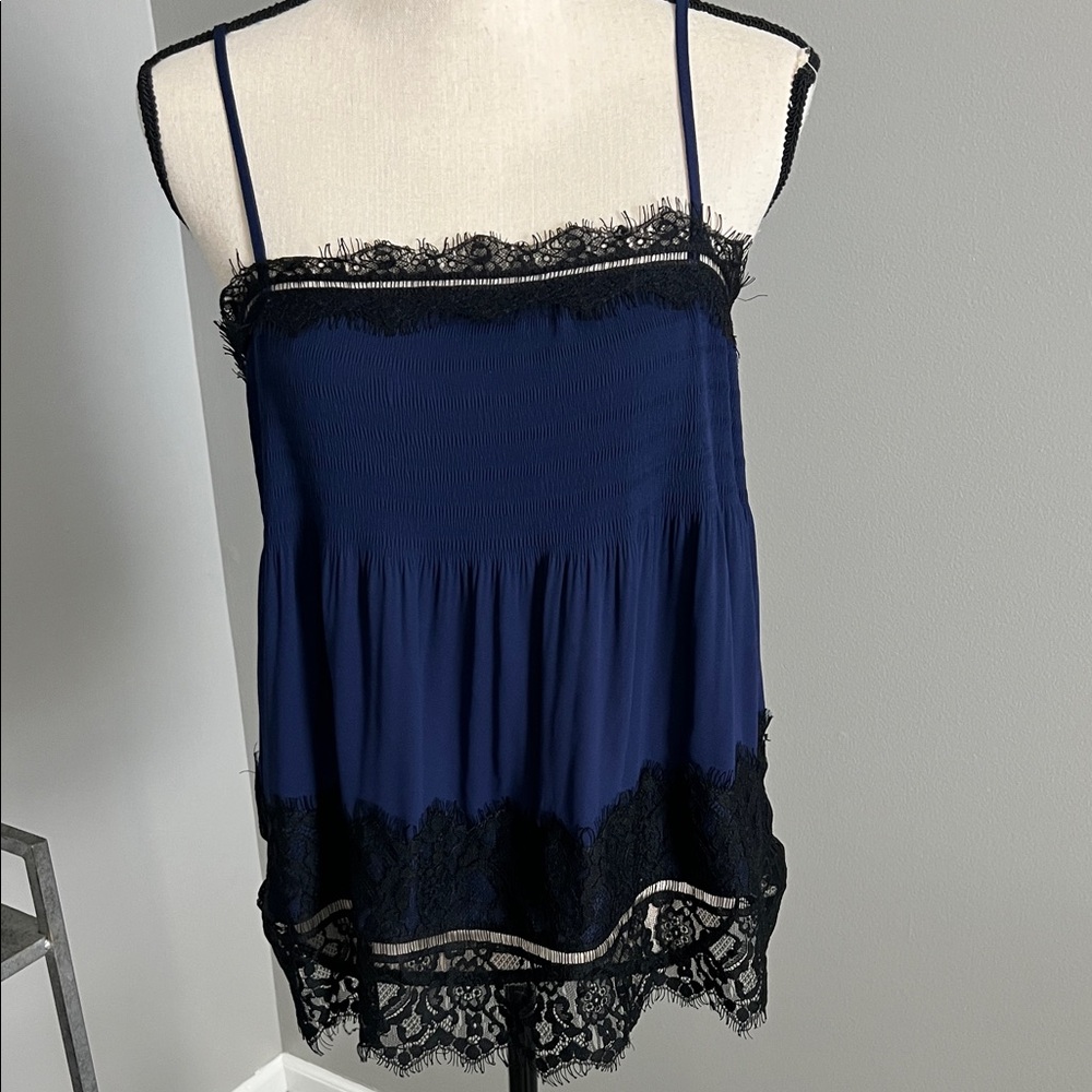 Express Midnight Blue Cami with Black Lace